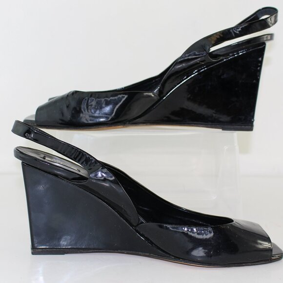 Miu Miu Patent Leather Slingback Peep Toe Wedges (EU 37 - US 6.5) - Picture 2 of 8